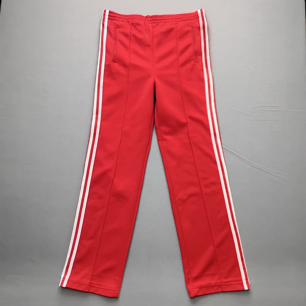Adidas Mens Red White 3-Stripes Track Pants Vintage Trefoil Small
